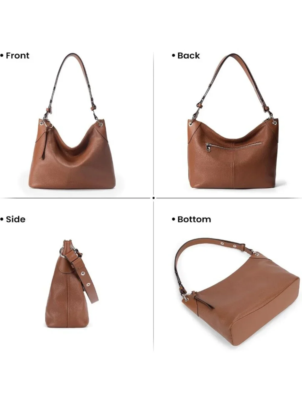 Trendy Genuine Leather Hobo Bag for Women | Soft Crossbody Shoulder Purse with